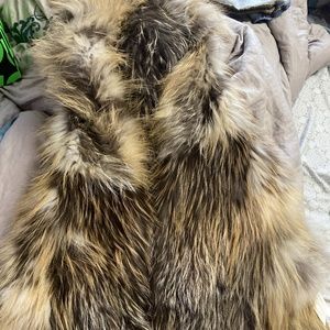 Fox fur vest with hood